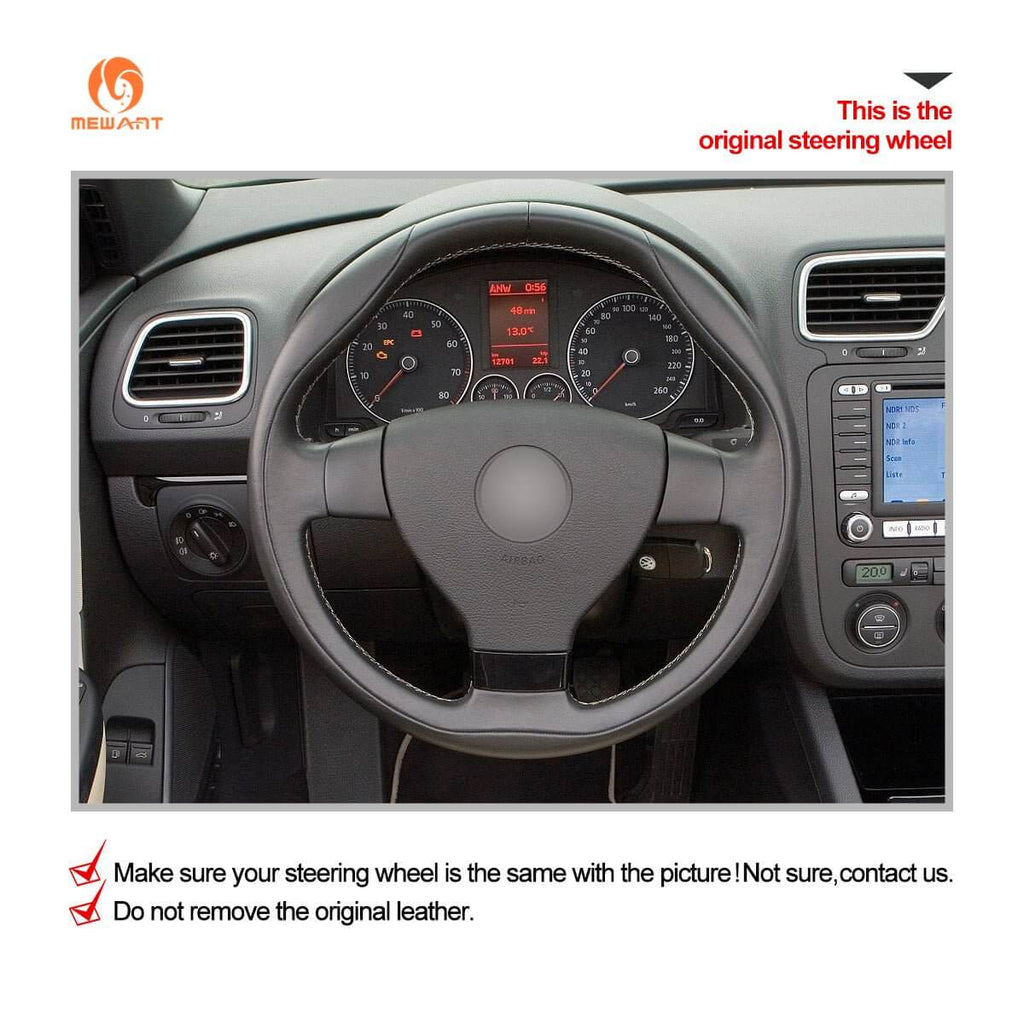 MEWANT Steering Wheel Cover for Volkswagen VW EOS MK5 2005 - 2008 - Alcantara, Leather, Carbon Fiber, Easy Install, Non - Slip, Best Steering Wheel Cover