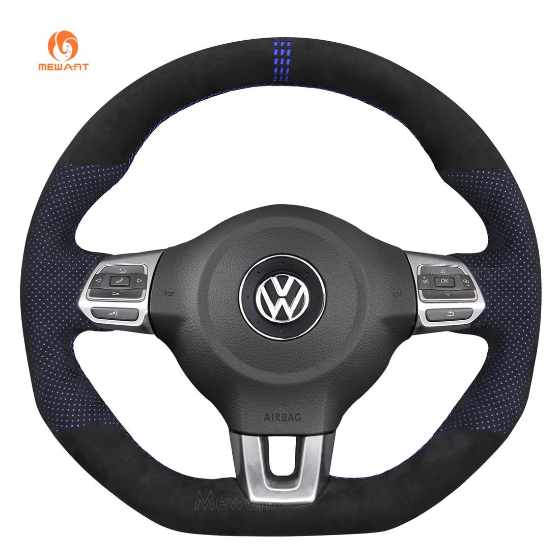 MEWANT Steering Wheel Cover for Volkswagen VW Golf 6 Polo GTI Scirocco Tiguan R-Line 2009-2016