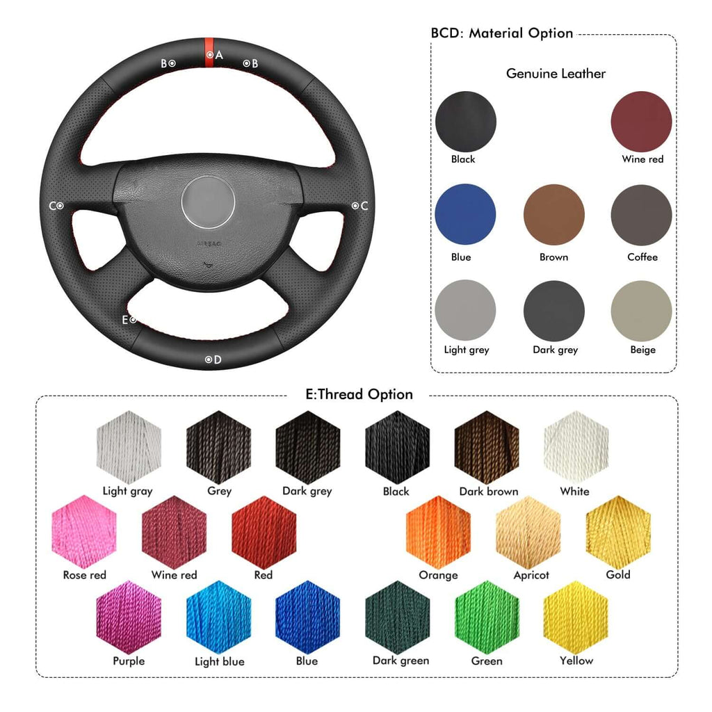 MEWANT Steering Wheel Cover for Volkswagen VW Passat B6 Variant Transporter 2005 - 2010 - Alcantara, Leather, Carbon Fiber, Easy Install, Non - Slip, Best Steering Wheel Cover