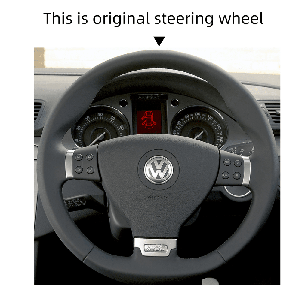 MEWANT Steering Wheel Cover for Volkswagen VW Passat R36 2008 - 2010 - Alcantara, Leather, Carbon Fiber, Easy Install, Non - Slip, Best Steering Wheel Cover