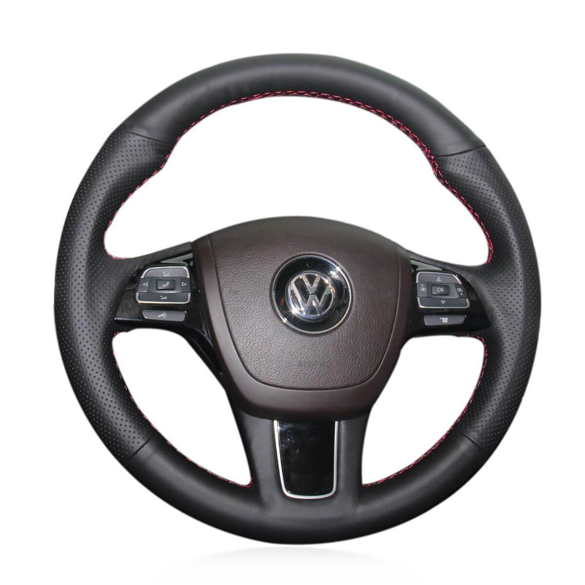 MEWANT Steering Wheel Cover for Volkswagen VW Touareg 2010 - 2018 - Alcantara, Leather, Carbon Fiber, Easy Install, Non - Slip, Best Steering Wheel Cover