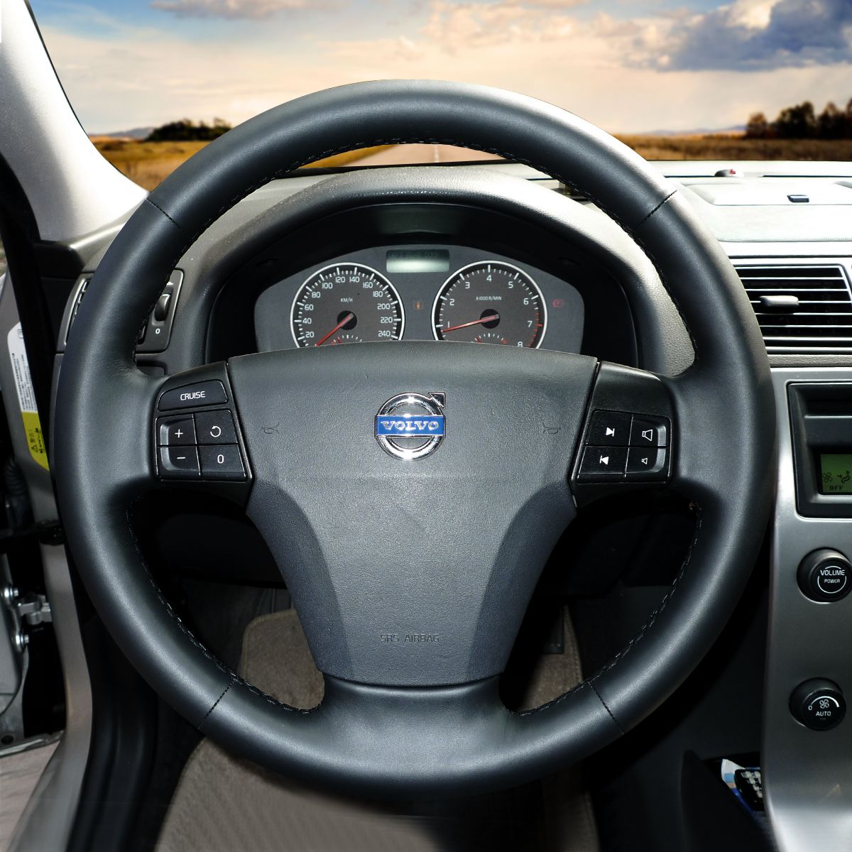 MEWANT Steering Wheel Cover for Volvo S40 V50 C30 2005 - 2012 - Alcantara, Leather, Carbon Fiber, Easy Install, Non - Slip, Best Steering Wheel Cover