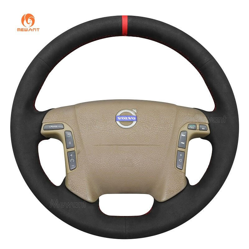 MEWANT Steering Wheel Cover for Volvo S60 S80 V70 XC70 2001 - 2007 - Alcantara, Leather, Carbon Fiber, Easy Install, Non - Slip, Best Steering Wheel Cover