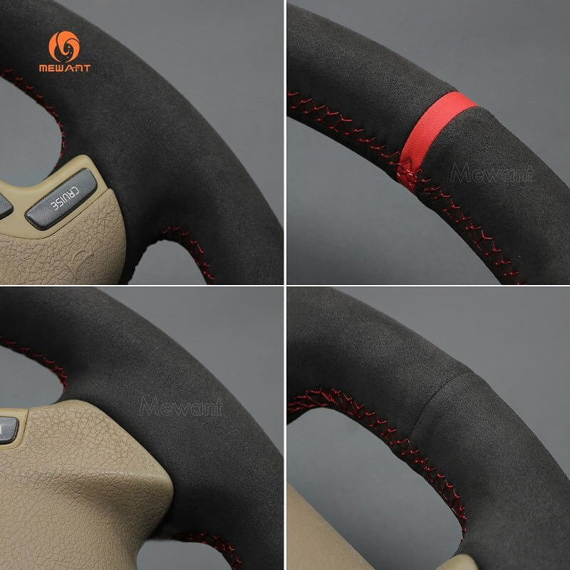 MEWANT Steering Wheel Cover for Volvo S60 S80 V70 XC70 2001 - 2007 - Alcantara, Leather, Carbon Fiber, Easy Install, Non - Slip, Best Steering Wheel Cover