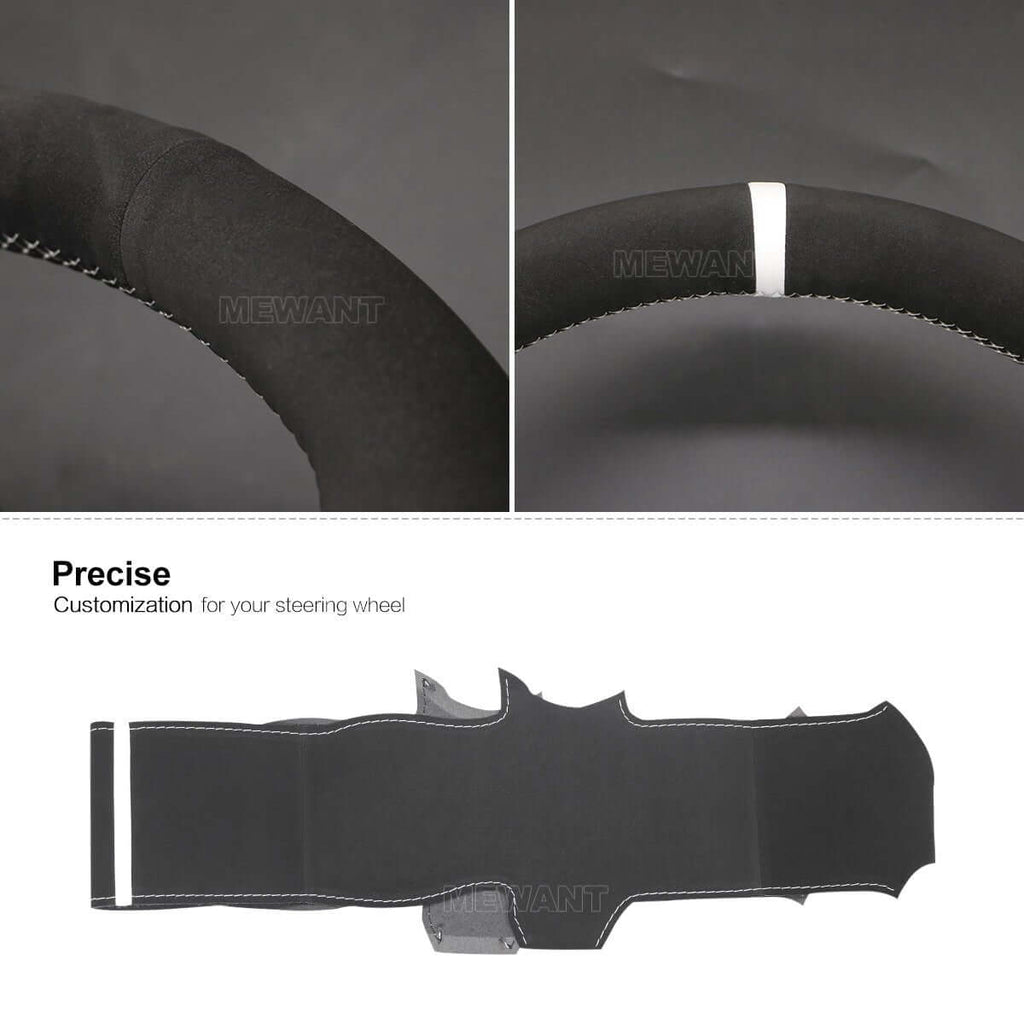 MEWANT Steering Wheel Cover for Volvo S60 V40 V60 V70 XC60 2014 - Alcantara, Leather, Carbon Fiber, Easy Install, Non - Slip, Best Steering Wheel Cover