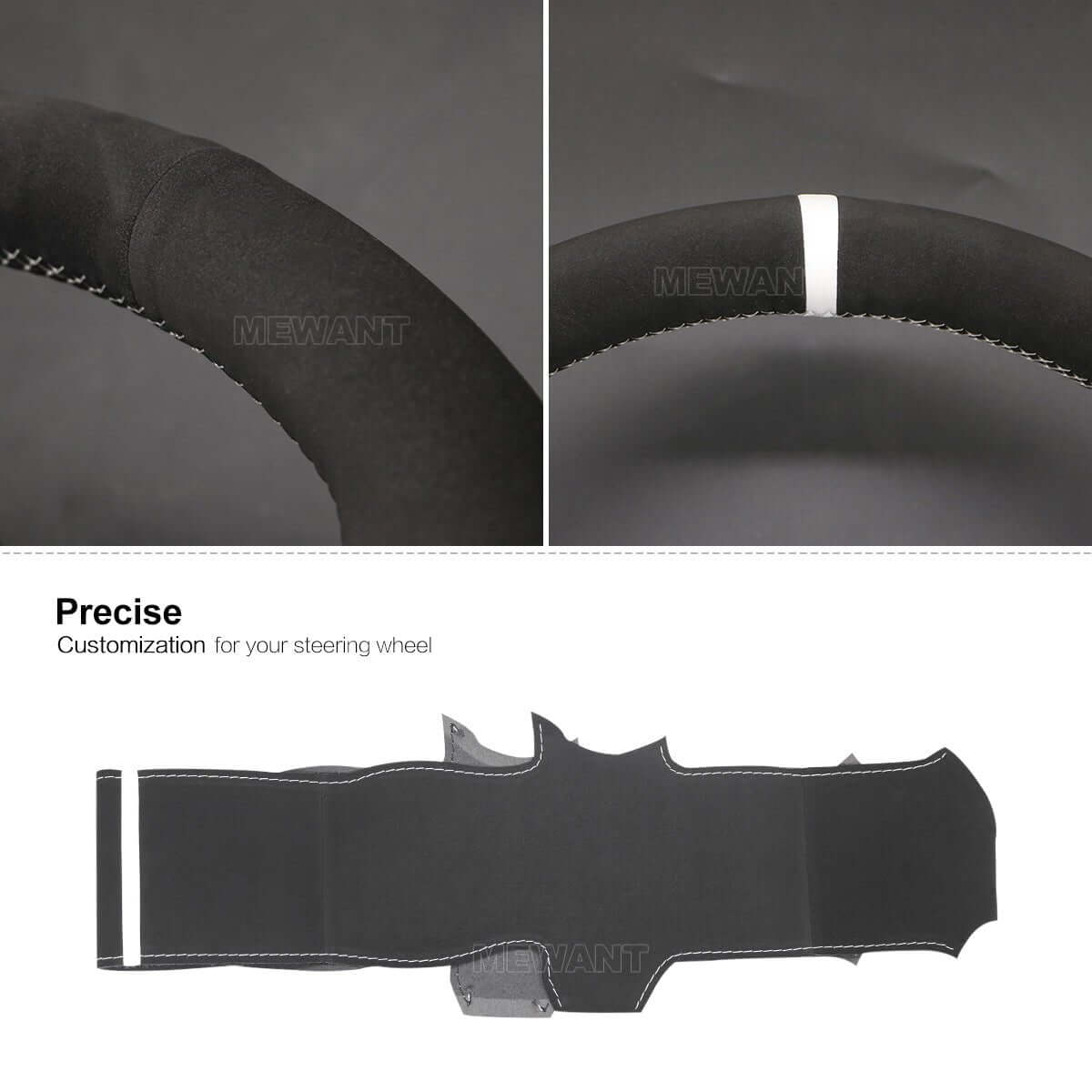 MEWANT Steering Wheel Cover for Volvo S60 V40 V60 V70 XC60 2014 - Alcantara, Leather, Carbon Fiber, Easy Install, Non - Slip, Best Steering Wheel Cover