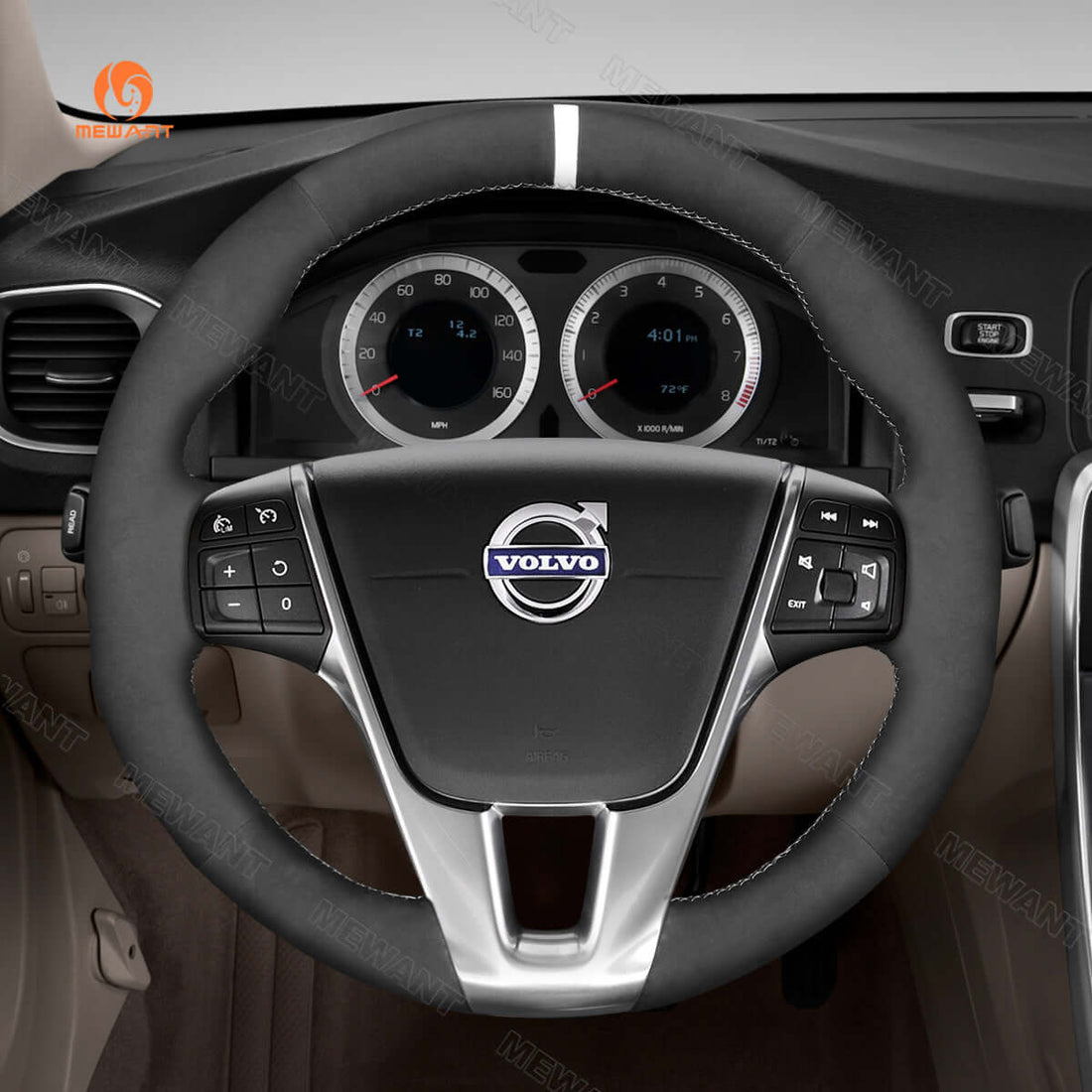 MEWANT Steering Wheel Cover for Volvo S60 V40 V60 V70 XC60 XC70 S80 2010-2018