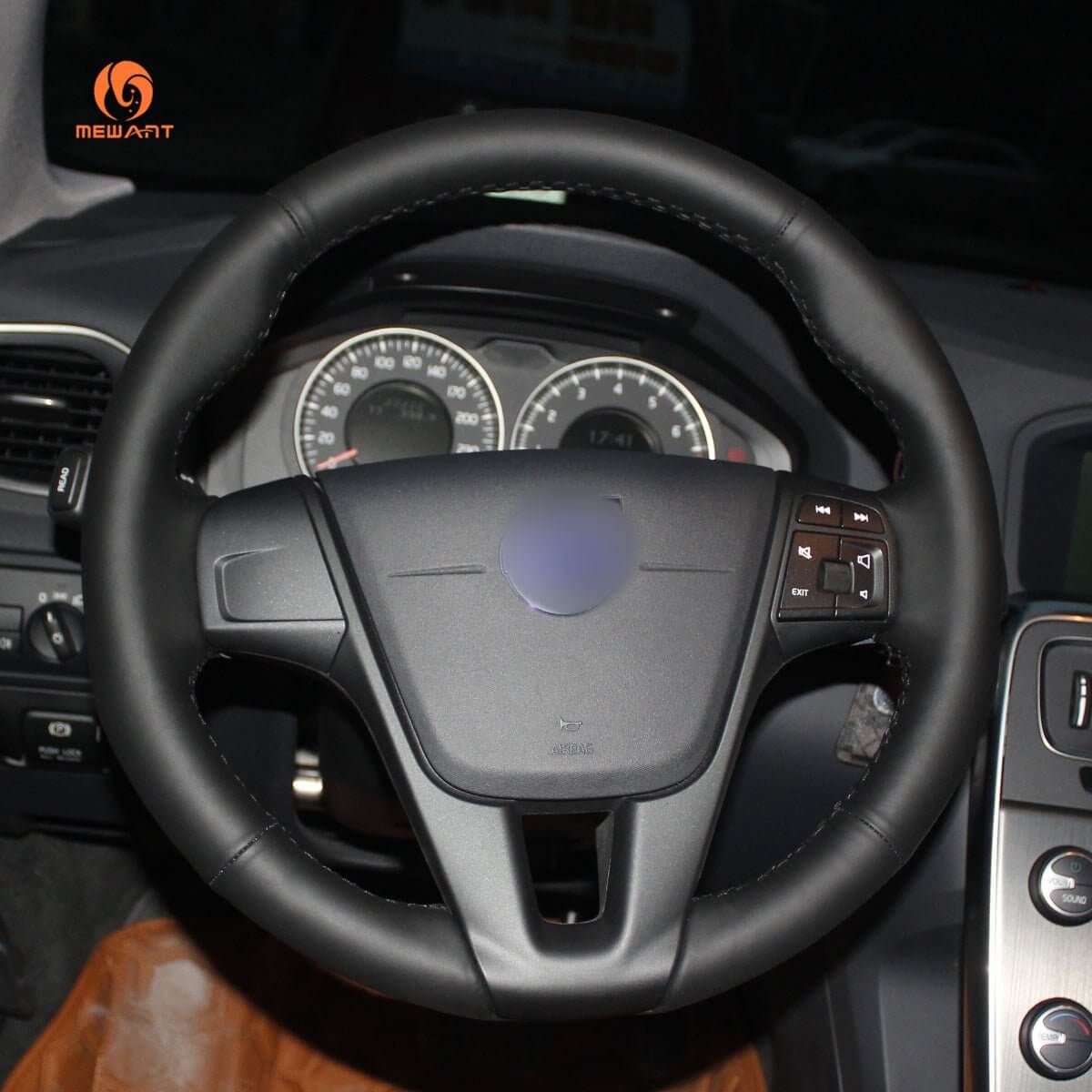 MEWANT Steering Wheel Cover for Volvo S60 V40 V60 V70 XC60 XC70 S80 2010 - 2018 - Alcantara, Leather, Carbon Fiber, Easy Install, Non - Slip, Best Steering Wheel Cover