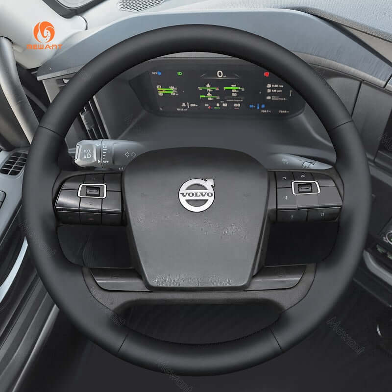 MEWANT Steering Wheel Cover for Volvo VNL VNR FM FH 2017 - 2026 - Alcantara, Leather, Carbon Fiber, Easy Install, Non - Slip, Best Steering Wheel Cover