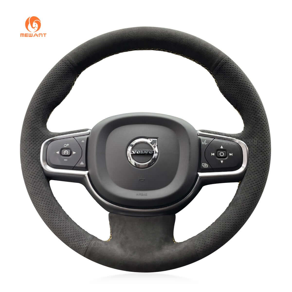 MEWANT Steering Wheel Cover for Volvo XC90 2015 - 2017 - Alcantara, Leather, Carbon Fiber, Easy Install, Non - Slip, Best Steering Wheel Cover