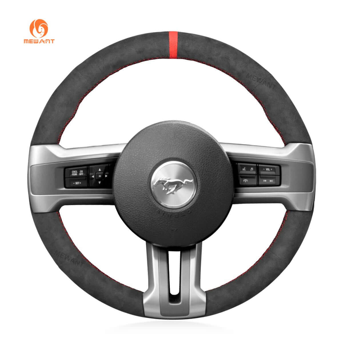 MEWANT Suede Alcantara Car Steering Wheel Cover for Ford Mustang 2009 - 2014 - Alcantara, Leather, Carbon Fiber, Easy Install, Non - Slip, Best Steering Wheel Cover