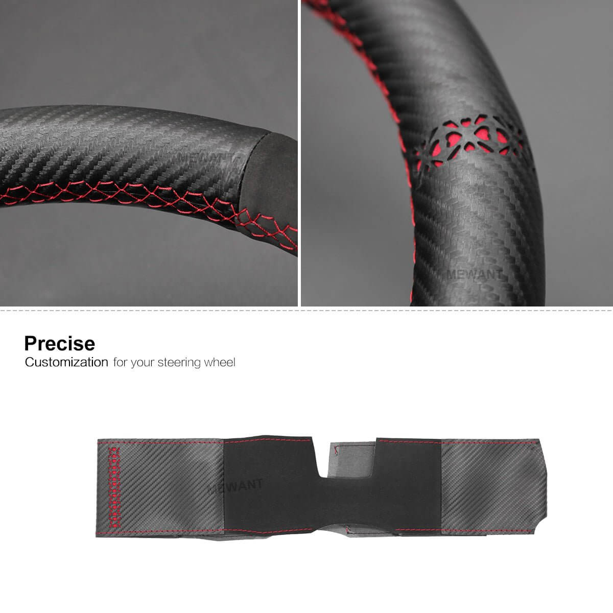 MEWANT Suede Alcantara Car Steering Wheel Cover for Ford Mustang 2009 - 2014 - Alcantara, Leather, Carbon Fiber, Easy Install, Non - Slip, Best Steering Wheel Cover