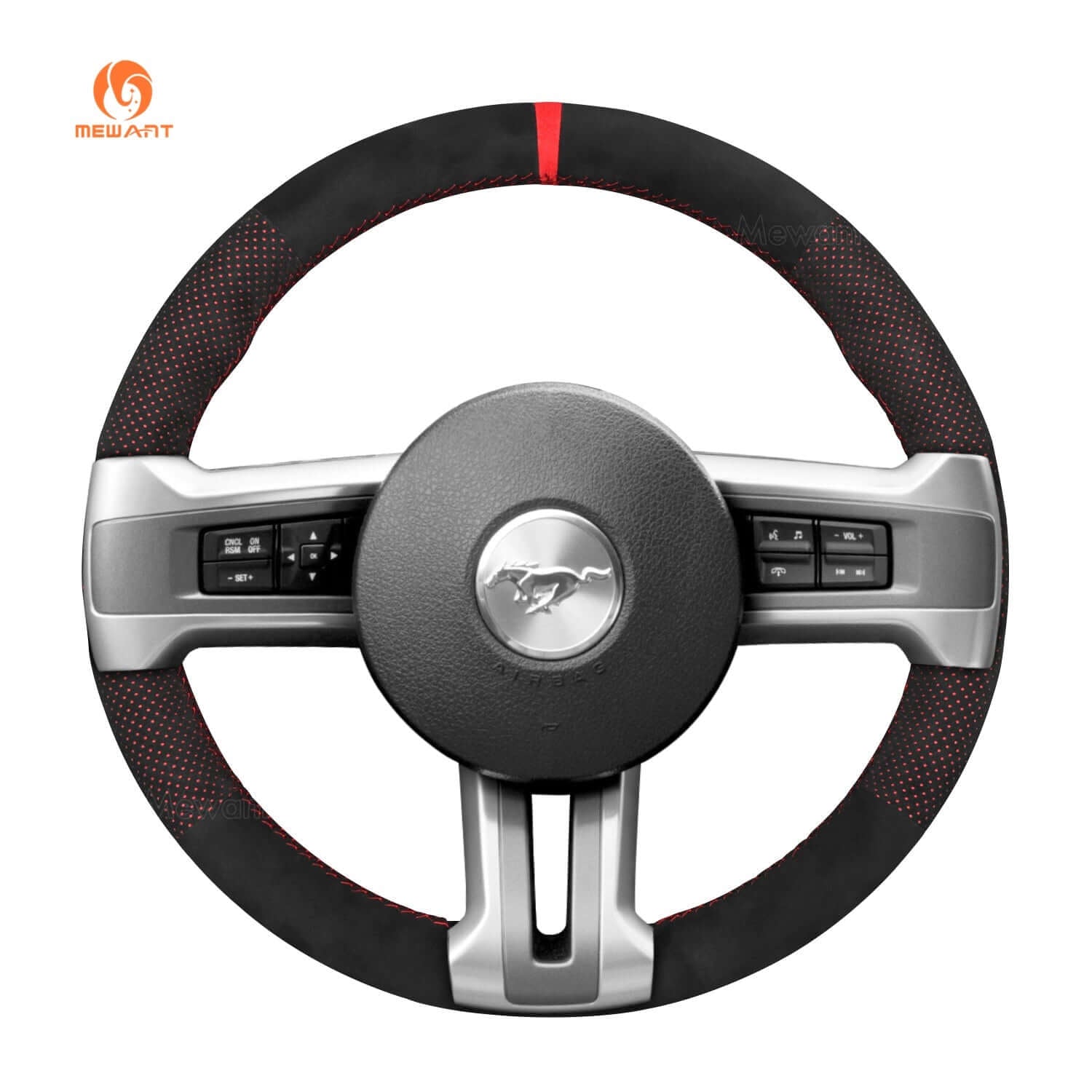 MEWANT Suede Alcantara Car Steering Wheel Cover for Ford Mustang 2009 - 2014 - Alcantara, Leather, Carbon Fiber, Easy Install, Non - Slip, Best Steering Wheel Cover