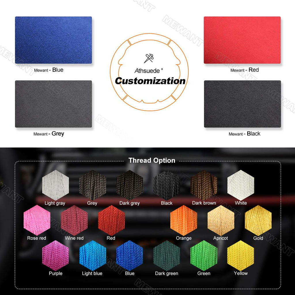 MEWANT Suede Athsuede Car Steering Wheel Cover for BMW X5 E70 2006 - 2013 X6 E71 2008 - 2014 / E72 (ActiveHybrid X6) 2009 - 2010 - Alcantara, Leather, Carbon Fiber, Easy Install, Non - Slip, Best Steering Wheel Cover