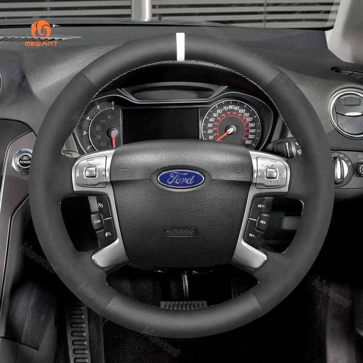 MEWANT Suede Car Steering Wheel Cover for Ford Mondeo / S - Max / Galaxy - Alcantara, Leather, Carbon Fiber, Easy Install, Non - Slip, Best Steering Wheel Cover
