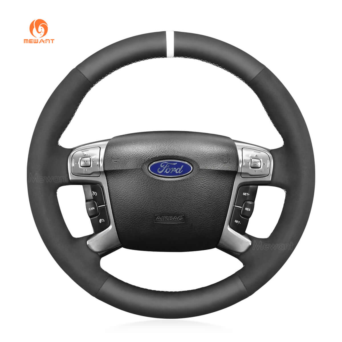 MEWANT Suede Car Steering Wheel Cover for Ford Mondeo / S - Max / Galaxy - Alcantara, Leather, Carbon Fiber, Easy Install, Non - Slip, Best Steering Wheel Cover