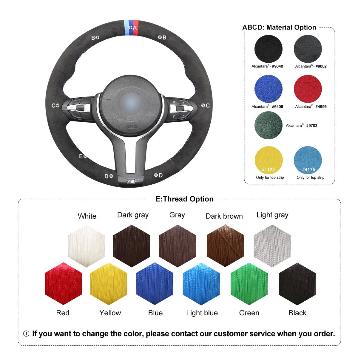 MEWANT Suede or Alcantara Car Steering Wheel Cover for BMW M Sport F30 F31 F34 F10 F11 F07 / F12 F13 F06 X3 F25 X4 F26 X5 F15 F16 F45 F46 F22 F23 - Alcantara, Leather, Carbon Fiber, Easy Install, Non - Slip, Best Steering Wheel Cover