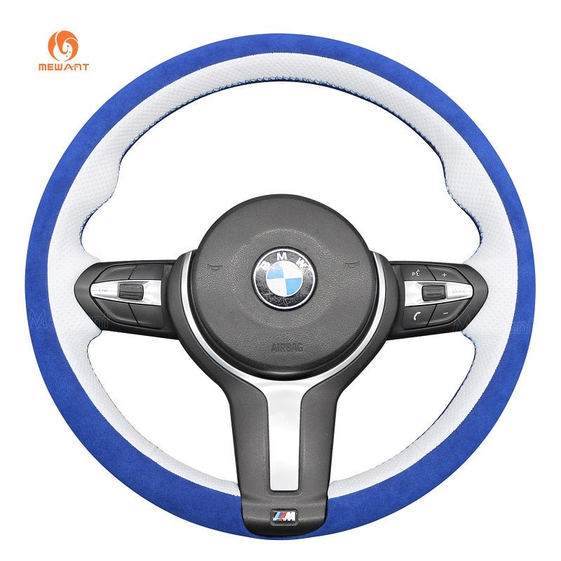 MEWANT Suede or Alcantara Car Steering Wheel Cover for BMW M Sport F30 F31 F34 F10 F11 F07 / F12 F13 F06 X3 F25 X4 F26 X5 F15 F16 F45 F46 F22 F23 - Alcantara, Leather, Carbon Fiber, Easy Install, Non - Slip, Best Steering Wheel Cover