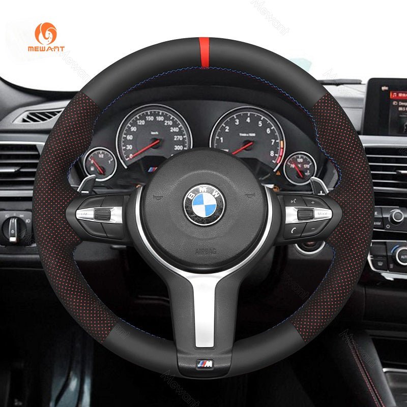 MEWANT Suede or Alcantara Car Steering Wheel Cover for BMW M Sport F30 F31 F34 F10 F11 F07 / F12 F13 F06 X3 F25 X4 F26 X5 F15 F16 F45 F46 F22 F23 - Mewant Cover