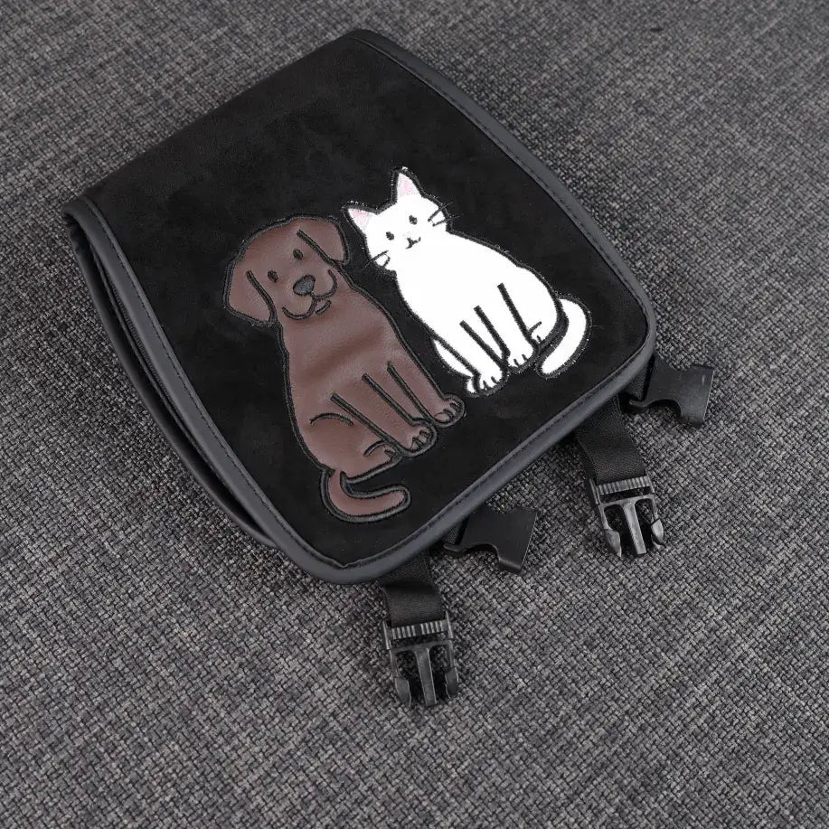 Mewant Universal Premium Suede Car Headrest Cover with Charming Pet Embroidery - Alcantara, Leather, Carbon Fiber, Easy Install, Non - Slip, Best Steering Wheel Cover