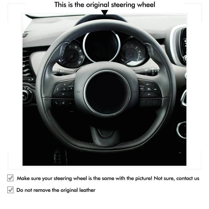 MEWANTCar Steering Wheel Cover for Fiat 500X 2014 - 2021 - Alcantara, Leather, Carbon Fiber, Easy Install, Non - Slip, Best Steering Wheel Cover