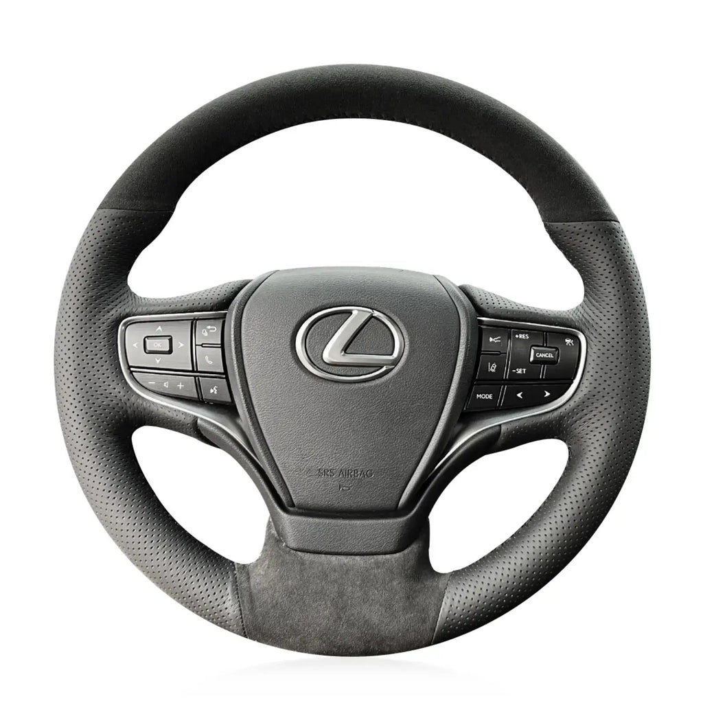 Steering Wheel Cover for Lexus ES300 ES340 ES350 ES300h LS350 LS500 LS500h UX 200 UX 250h 260h 300h UX 300e 2018 - 2026 - Alcantara, Leather, Carbon Fiber, Easy Install, Non - Slip, Best Steering Wheel Cover
