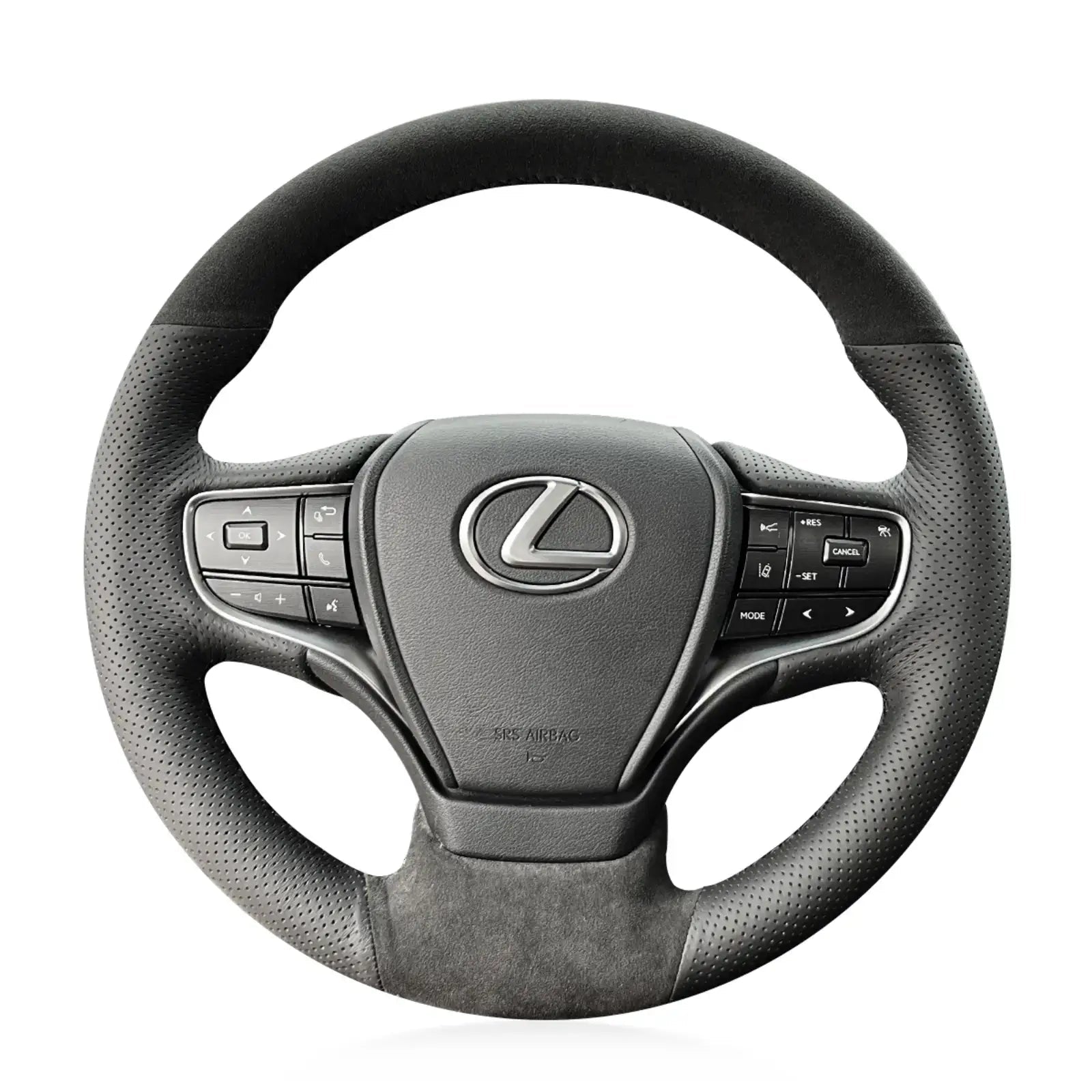 Steering Wheel Cover for Lexus ES300 ES340 ES350 ES300h LS350 LS500 LS500h UX 200 UX 250h 260h 300h UX 300e 2018 - 2026 - Alcantara, Leather, Carbon Fiber, Easy Install, Non - Slip, Best Steering Wheel Cover