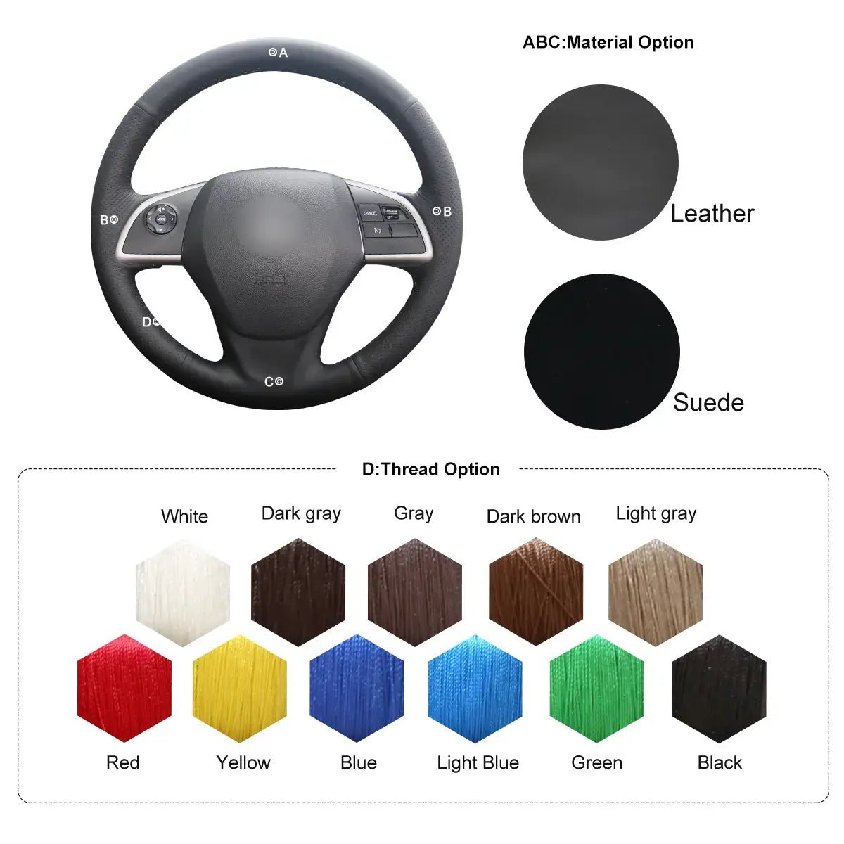 Steering Wheel Cover for Mitsubishi Outlander Sport RVR Eclipse Cross Mirage G4 ASX L200 Space Star Triton 2013 - 2025 - Alcantara, Leather, Carbon Fiber, Easy Install, Non - Slip, Best Steering Wheel Cover