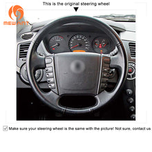 Cargue la imagen en el visor de la Galería, MEWANT Black Leather Suede Car Steering Wheel Cover for Ssangyong Rexton /Rexton W /Rodius

