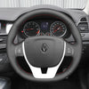 MEWANT Hand Stitch Black Leather Suede Car Steering Wheel Cover for Renault Laguna 3 2007-2015