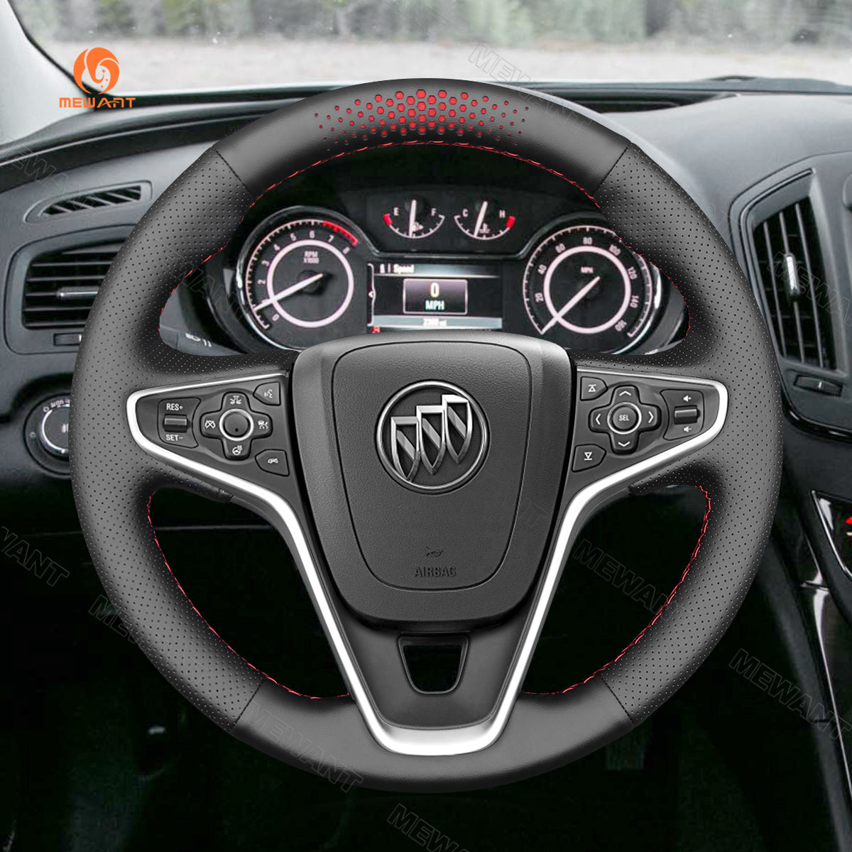 MEWANT Hand Stitch Black Leather Car Steering Wheel Cover for Opel Vauxhall Insignia Buick Regal