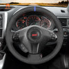 MEWANT DIY Dark Grey Alcantara Car Steering Wheel Cover for Subaru Forester Impreza Legacy Outback Impreza WRX (WRX STI) Exiga