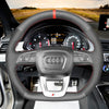 MEWANT Black Leather Suede Car Steering Wheel Cover for Audi Q3 2018-2019 Q5 SQ5 2017-2019 Q7 SQ7 2015-2019 Q8 SQ8 2018-2019
