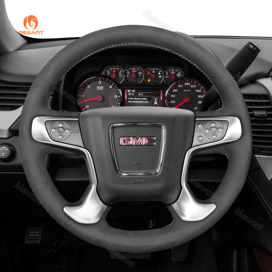 Car Steering Wheel Cover for GMC Sierra 1500 2014-2019 / Sierra 1500 Limited 2019 / Sierra 2500 2015-2019 / Sierra 3500 2015-2019 / Yukon (Yukon XL) 2015-2020