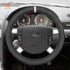 MEWANT Black Suede Car Steering Wheel Cover for Ford Mondeo 2001-2007 / Galaxy 2000-2006