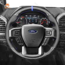 Load image into Gallery viewer, MEWANT Hand Stitch Black Real Leather Suede Car Steering Wheel Cover for Ford F-150 Raptor 2015-2020
