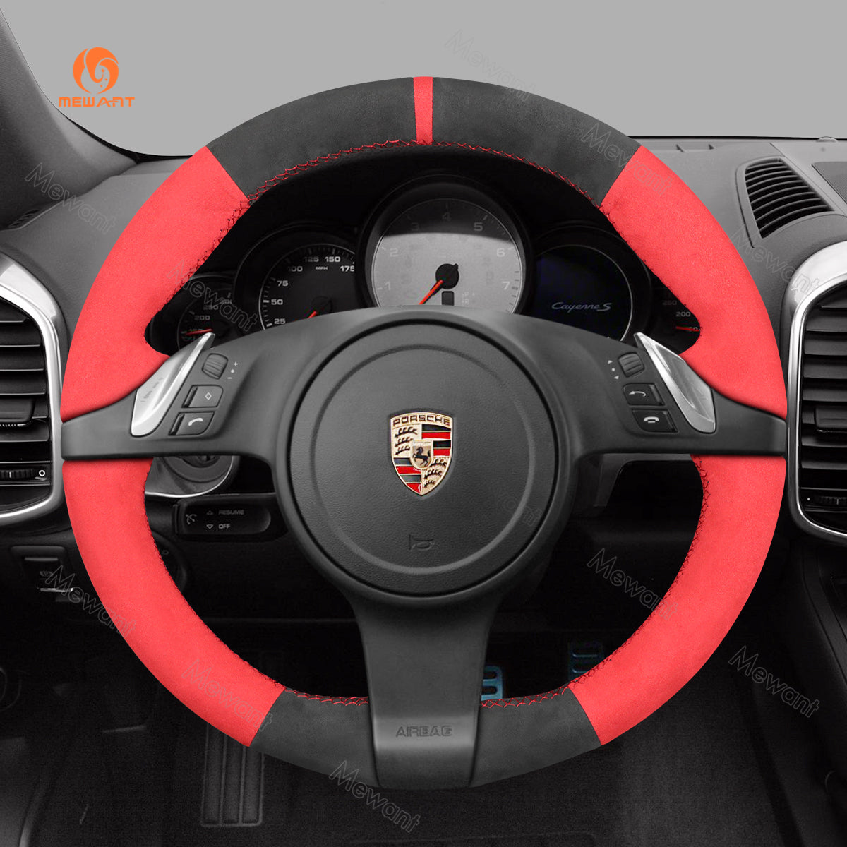 MEWANT DIY Car Steering Wheel Cover for Porsche 911 (991) / Boxster (981) / Cayman (981) / Cayenne/ Panamera
