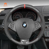 MEWANT Hand Stitch Black Suede Carbon Fiber Car Steering Wheel Cover for BMW X3 E83 2005-2010