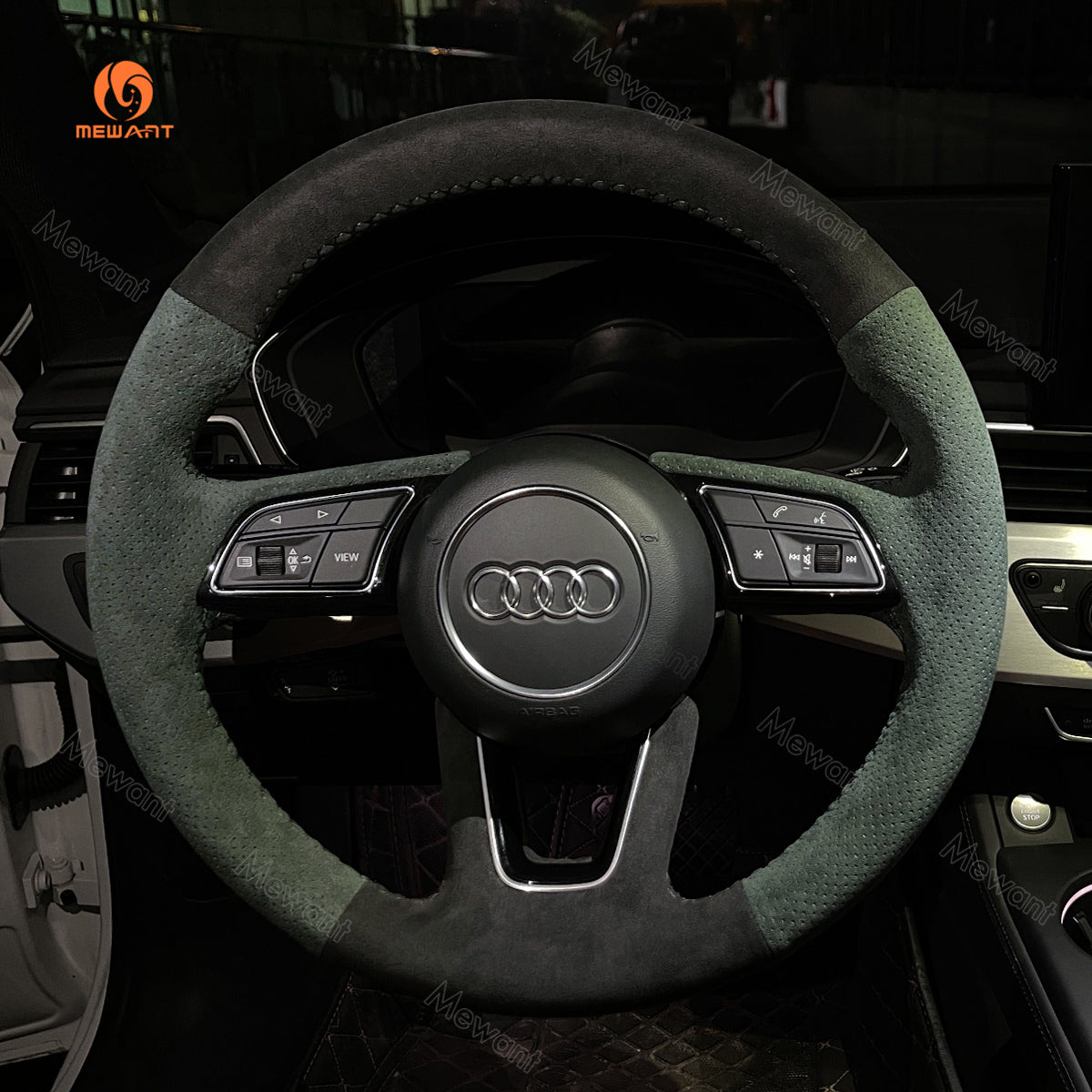 MEWANT Hand Stitch Dark Grey Alcantara Car Steering Wheel Cover for Au –  Mewant steering wheel cover
