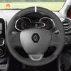 MEWANT Hand Stitch Black Leather Suede Car Steering Wheel Cover for Renault Kaptur Captur 2016-2020