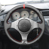 MEWANT Hand Stitch Black Leather Suede Carbon Fiber Car Steering Wheel Cover for Mitsubishi Lancer Evolution EVO IX 9 / VIII 8 / VII 7