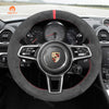 MEWANT Alcantara Car Steering Wheel Cover for Porsche 911 718 Boxster Cayman 718 Spyder 918 Spyder Cayenne Macan Panamera
