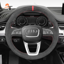 Load image into Gallery viewer, MEWANT Black Leather Suede Car Steering Wheel Cover for A4 (B9) Avant Allroad Q3 Q5 SQ5 Q7 SQ7 Q8 SQ8
