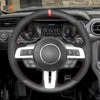 MEWANT Hand Stitch Dark Grey Alcantara Car Steering Wheel Cover for Ford Mustang 2015-2020