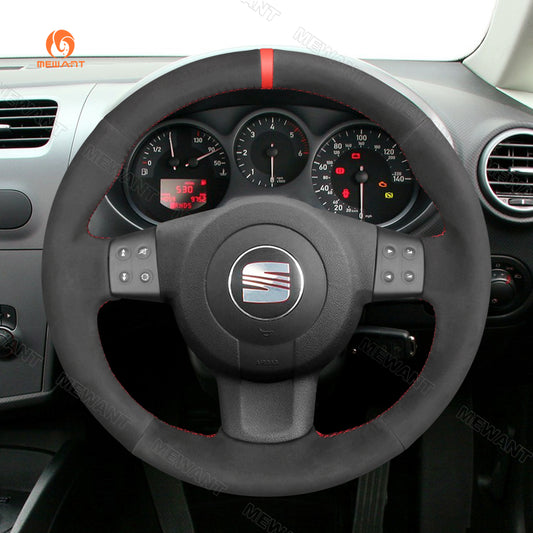 Car steering wheel cover for Seat Leon (MK2 1P) 2005-2009 / Ibiza (6L) 2005-2009 / Altea 2004-2009 / Altea XL 2007-2009 / Toledo 2004-2008