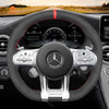 MEWANT Dark Grey Red Alcantara Car Steering Wheel Cover for Mercedes Benz AMG A35 W177 C190 W205 W213