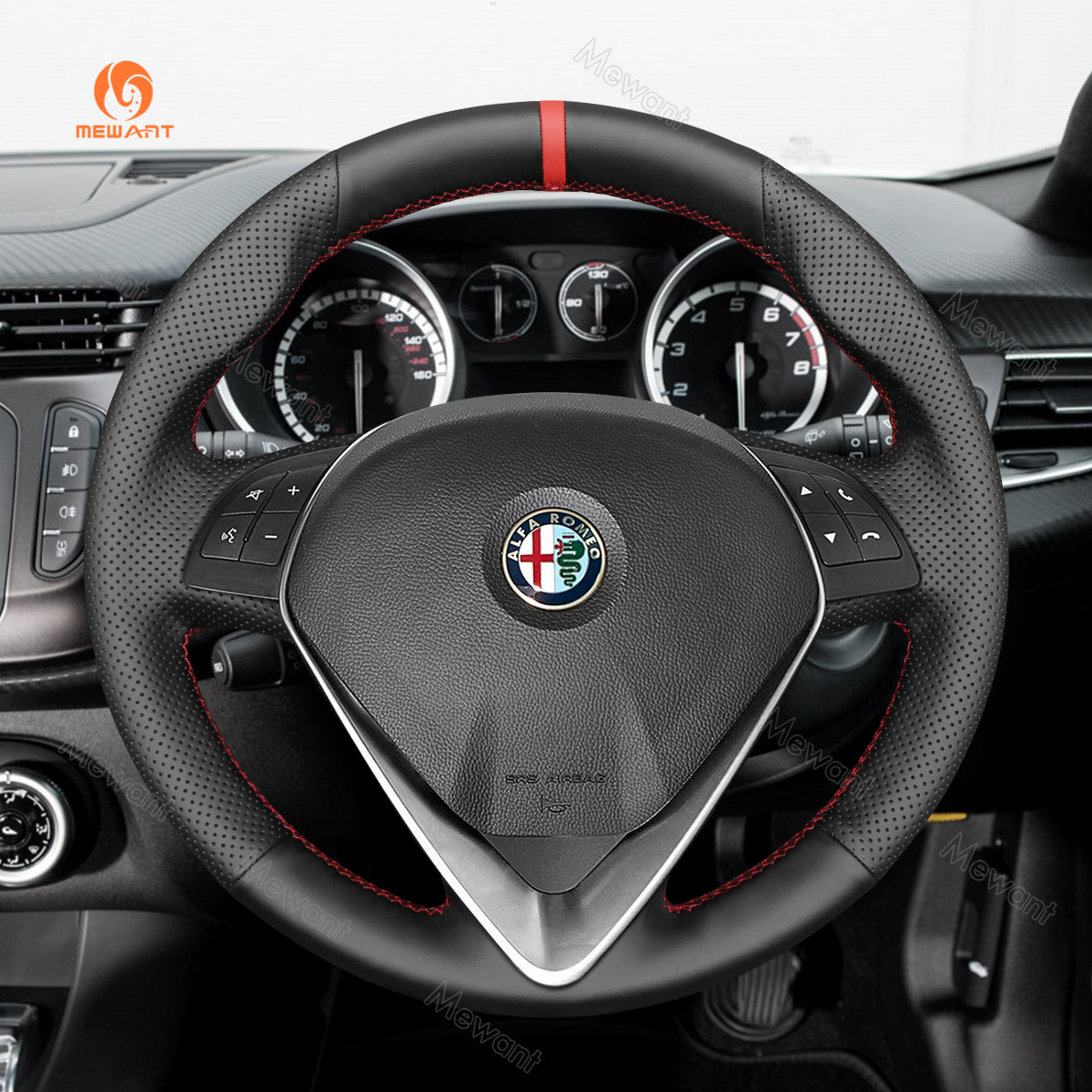 MEWANT Alcantara Car Steering Wheel Cover for Alfa Romeo Giulietta 2014-2021