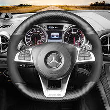 Cargue la imagen en el visor de la galería, Car steering wheel cover for Mercedes Benz AMG GT C190 R190 2016-2019 / AMG C 63 W205 2015-2018 / AMG C 63 S W205 2015-2018 / AMG CLA 45 C117 2015-2019 / AMG CLS 63 S C218 2015-2018 / AMG E 43 W213 2017-2018 / AMG E 63 S W213 2018 / AMG GLC 63 X253 C253 2018-2019 / AMG GLC 63 S X253 C253 2019 / AMG GLE 63 W166 2016-2018 / AMG GLE 63 S W166  2016-2019 / AMG GLS 63 X166 2017-2019 / AMG S 63 W222 2014-2017 / AMG S 65 W222 2015-2017 / AMG SLC 43 R172 2017-2020 / AMG SL 63 2017-2019
