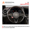 MEWANT Hand Stitch Car Steering Wheel Cover for Alfa Romeo Giulia (Quadrifoglio) 2016-2020 / Stelvio (Quadrifoglio) 2017-2020