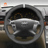 MEWANT Hand Stitch Black Suede Car Steering Wheel Cover for Toyota Avensis 2003-2008
